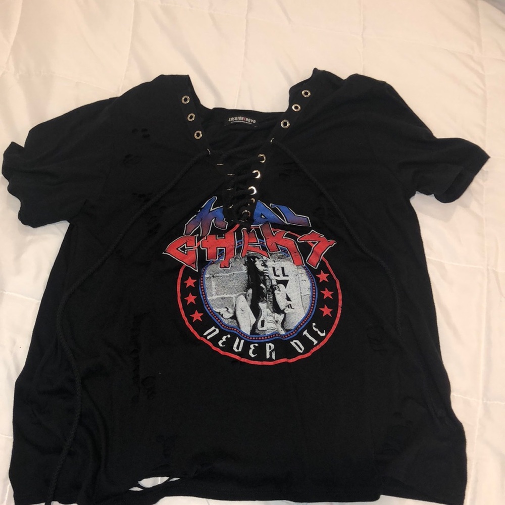 Metal chicks lace up tee